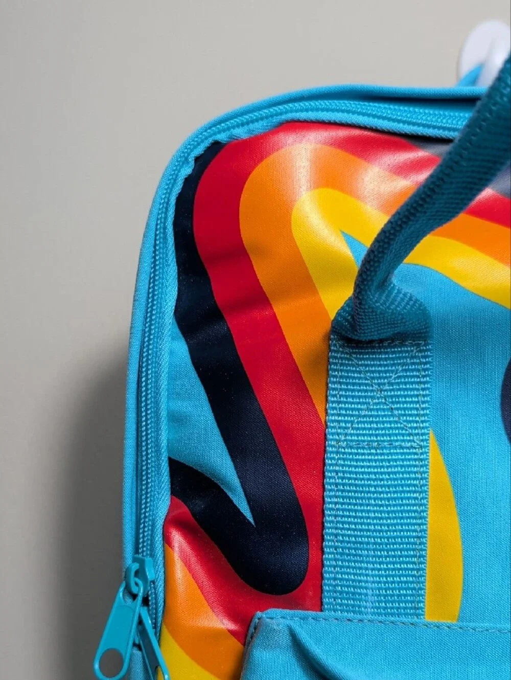 ALDI Gear Bright Blue Backpack Laptop Pocket Retro Rainbow Stripe 2023 NEW